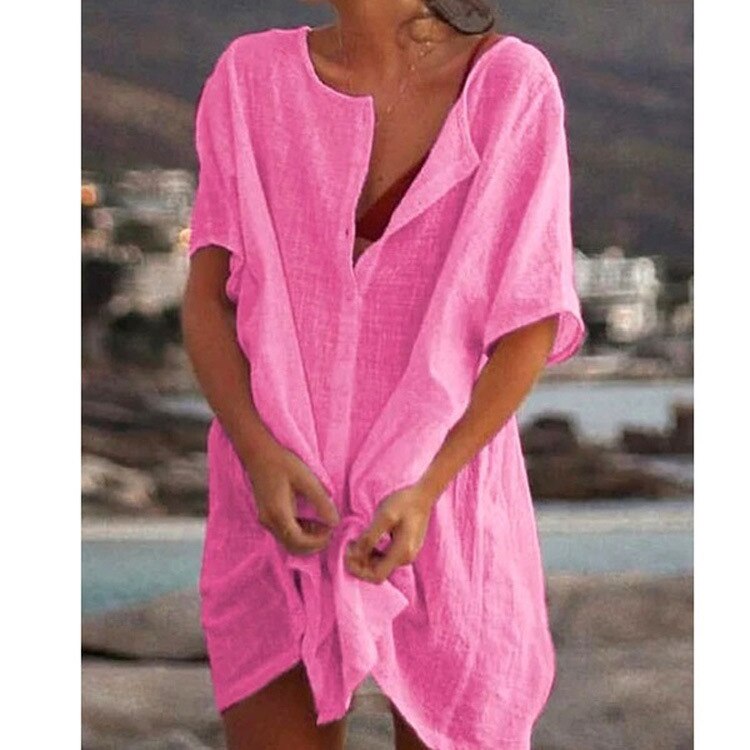 Robe chemise ample et longue - Lin et coton