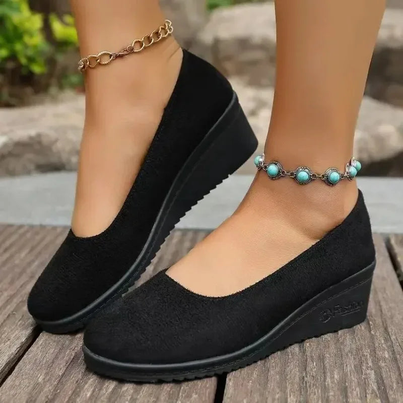 Ballerines Compensées pour Femme – Bout Rond, Semelle Souple et Confortable