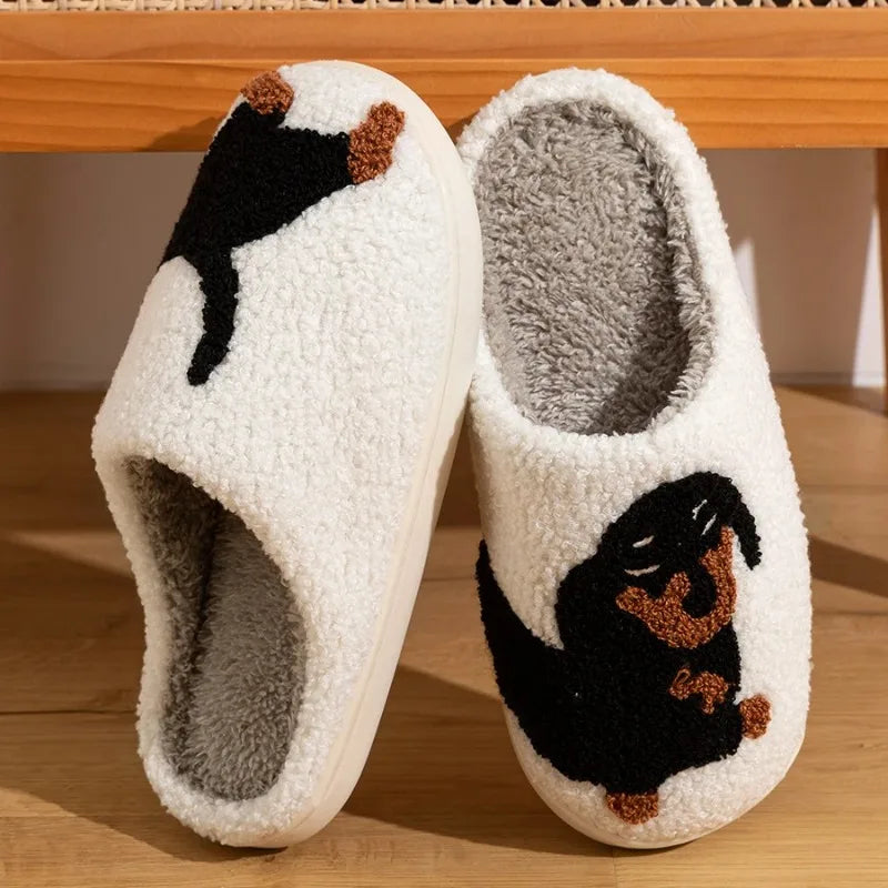 Pantoufles en Coton Femme – Motif Teckel Mignon