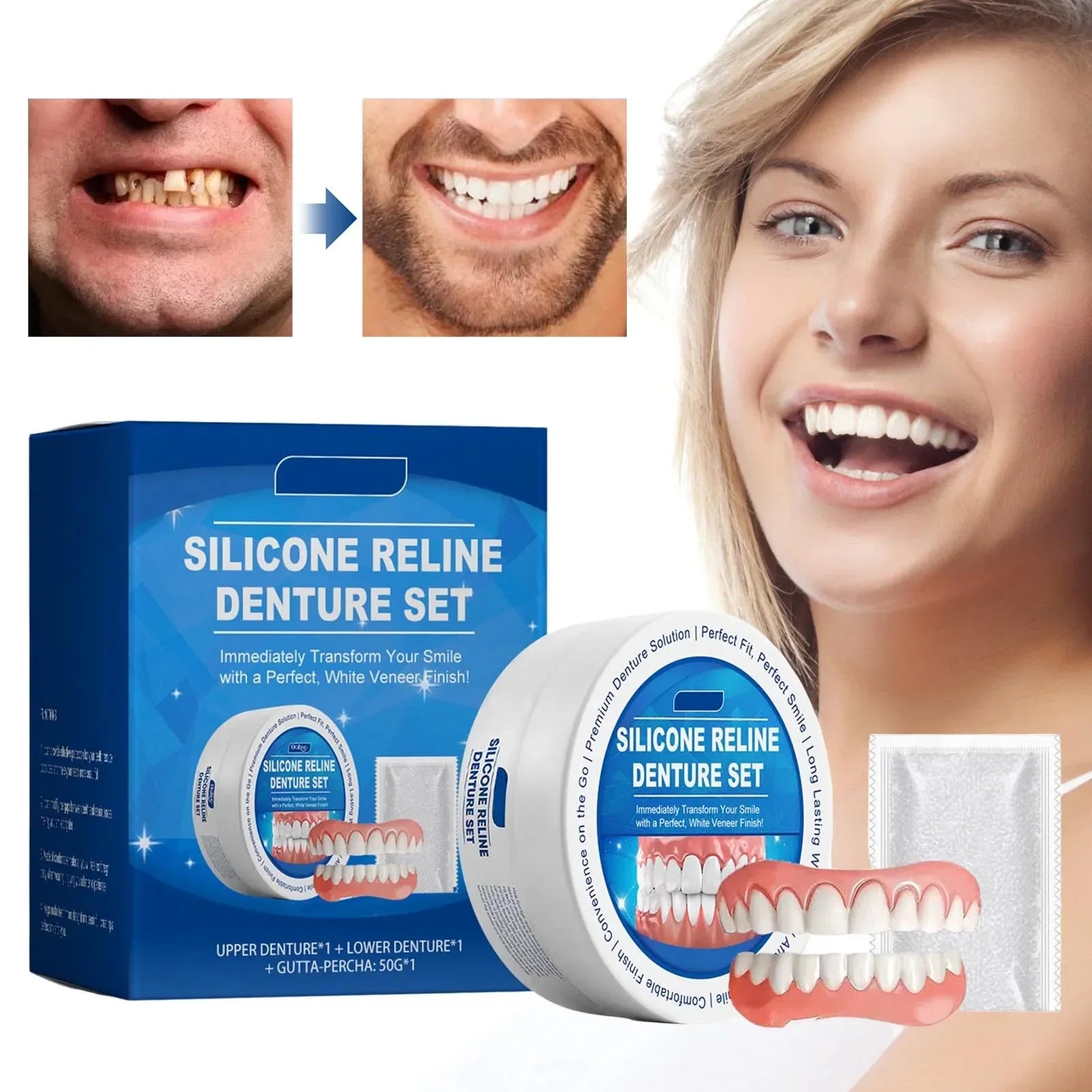 Kit de Prothèse Dentaire - Correction Instantanée du Sourire