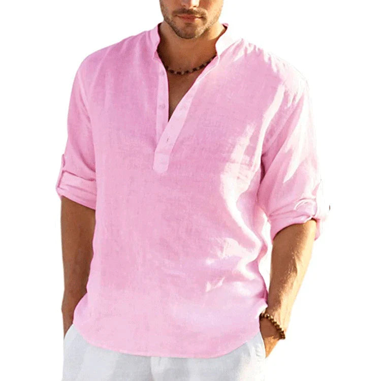 Chemise en Lin et Coton manches retroussées