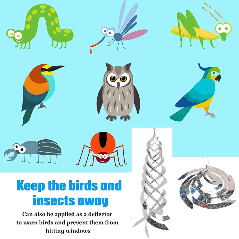 3x Répulsif Innovant à Oiseaux en Miroir - Spirale Rotative