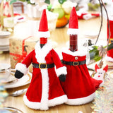 Décoration de Bouteille de Vin Père et Mère Noël