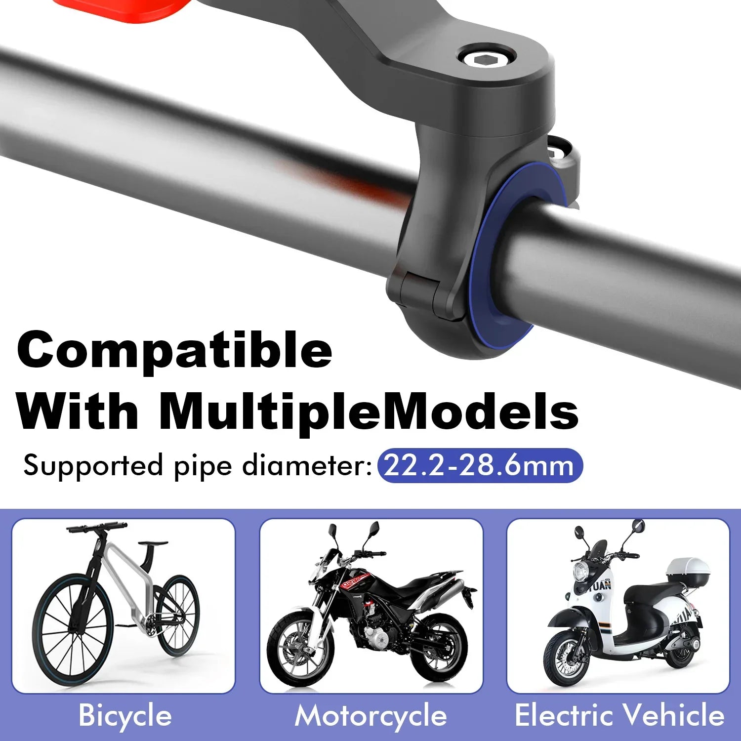 Fixation Téléphone Anti-Vibrations pour Guidon Vélo, Moto & Poussette