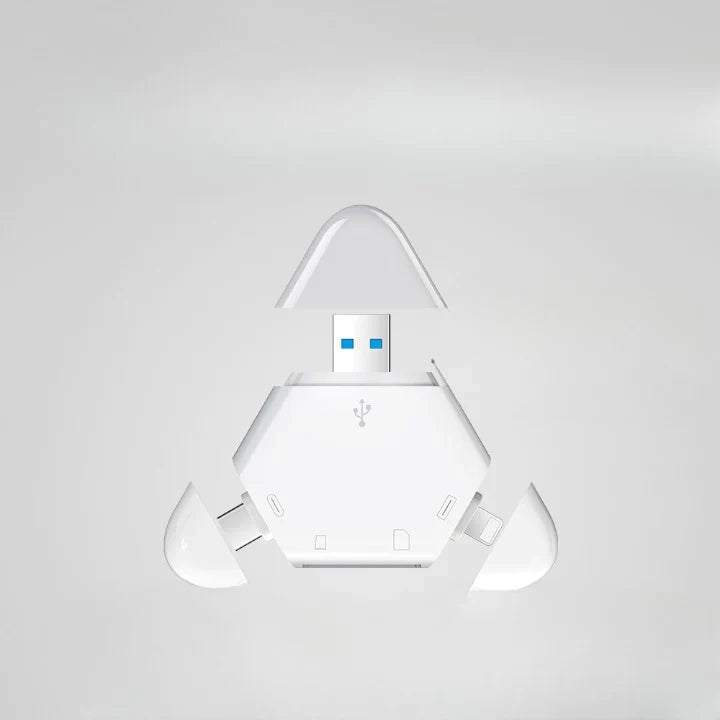 Clé USB triangulaire multi-ports + lecteur carte SD
